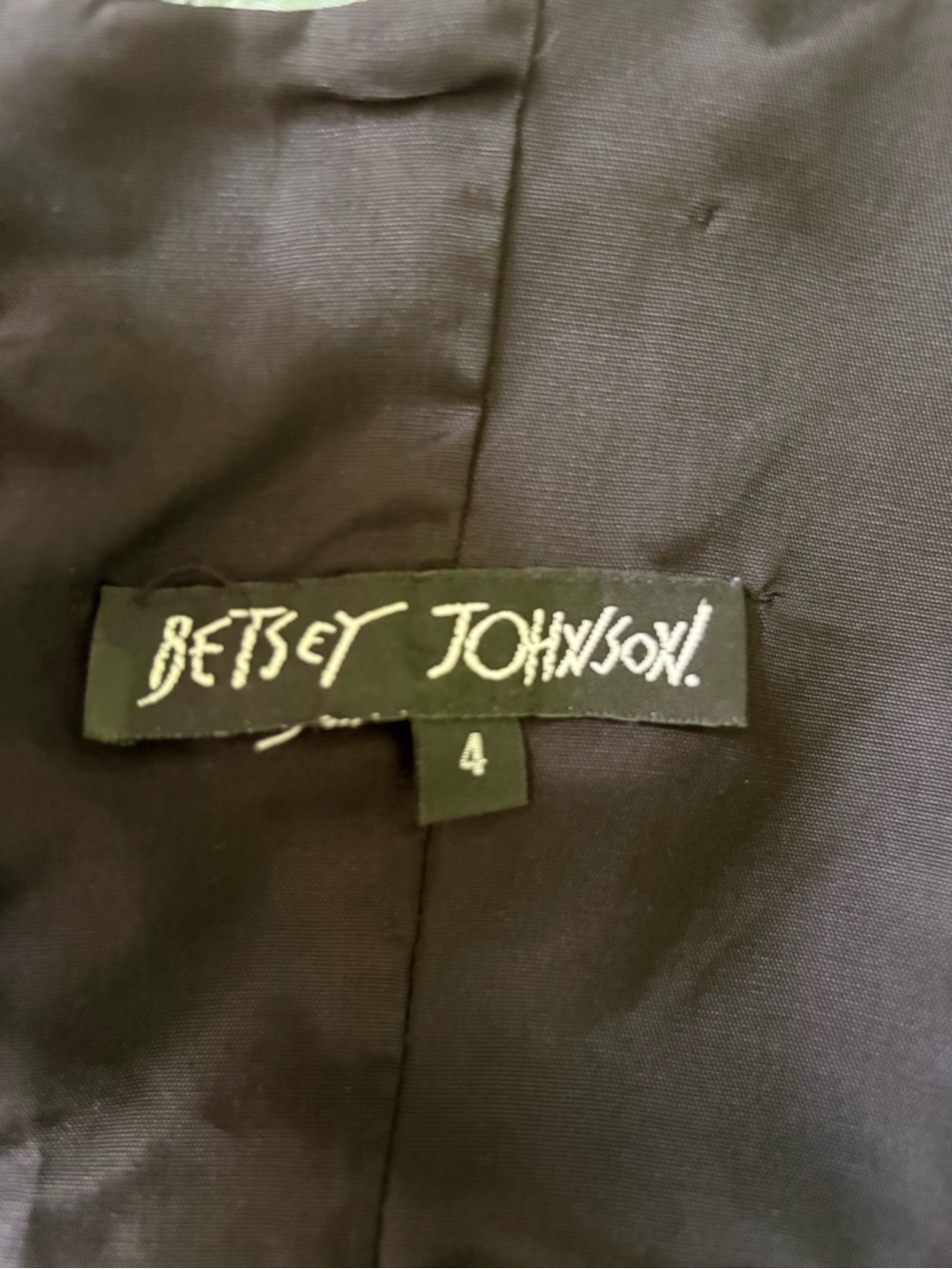 Rare! Vintage Betsey Johnson Black Satin Mini Dress with Red Rose Embroidery - Picture 4 of 11